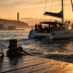 Activité biarritz : catamaran au coucher de soleil sur l’eau à Biarritz