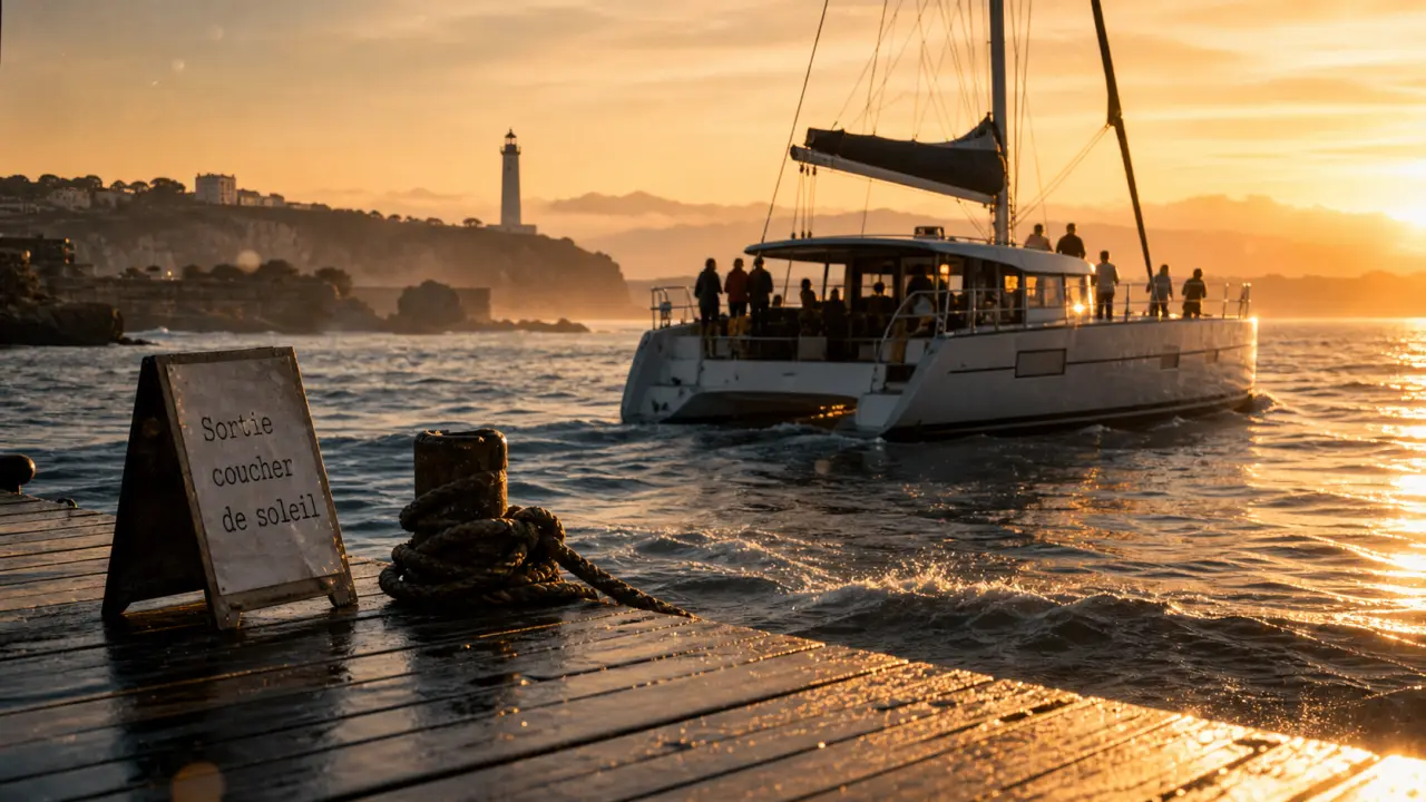 Activité biarritz : catamaran au coucher de soleil sur l’eau à Biarritz