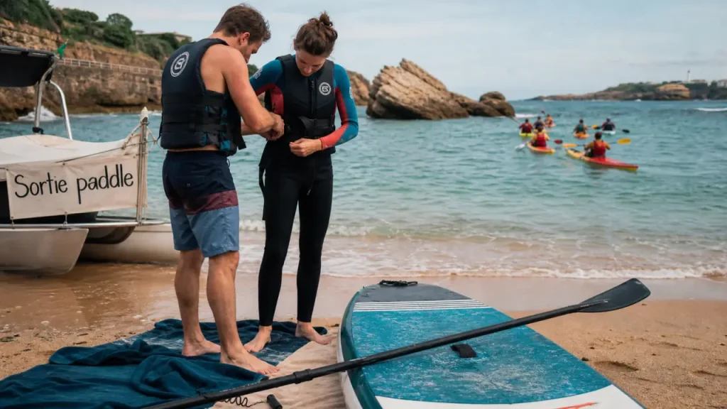 Activités nautiques biarritz : stand up paddle près d’une crique
