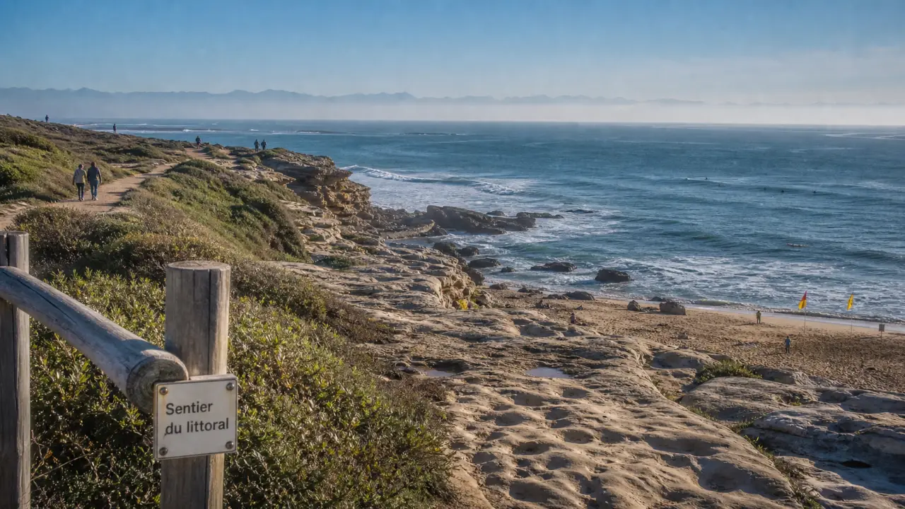 Bidart, falaises et sentier du littoral, vue sur l’océan Atlantique au Pays basque