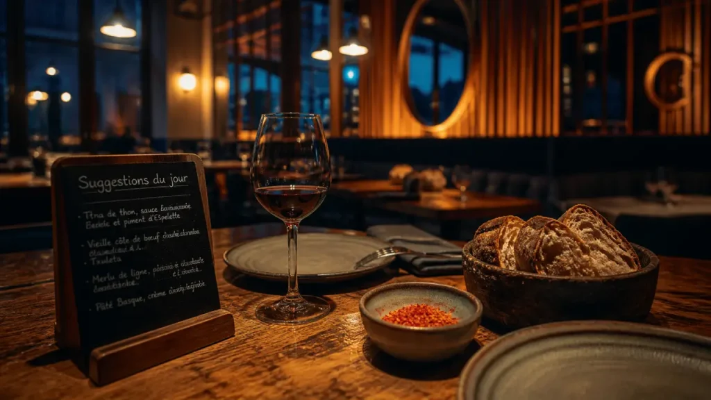 Conde nast biarritz restaurants : table chic basque, assiettes et ardoise