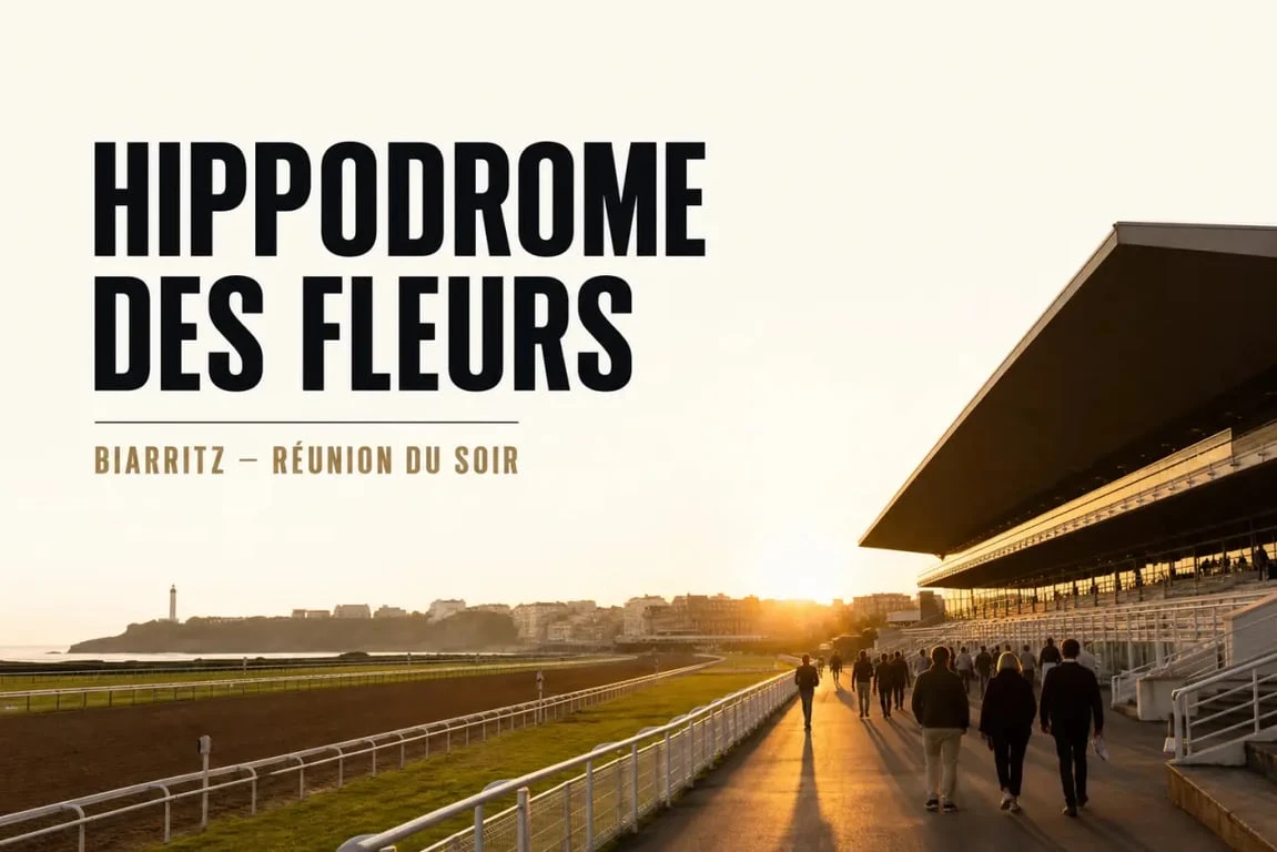 Hippodrome biarritz : vue d’ensemble de l’Hippodrome des Fleurs à Biarritz en soirée