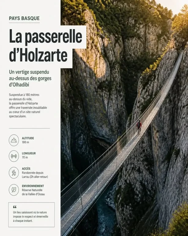 La passerelle d'Holzarte, un pont suspendu spectaculaire au-dessus des gorges d'Olhadibi au Pays basque
