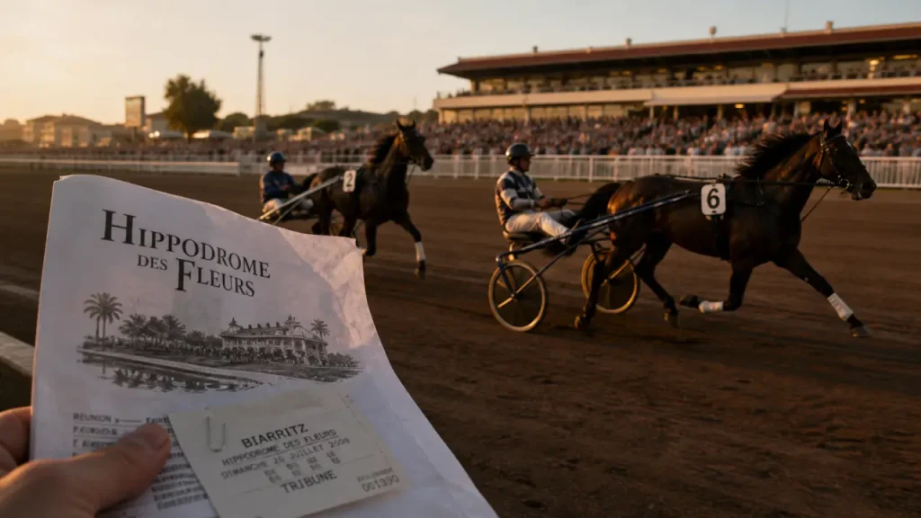 Hippodrome biarritz, trot de soirée à la golden hour