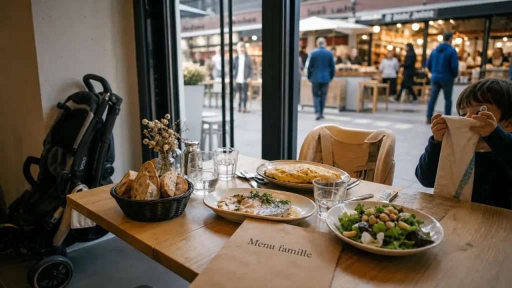 Où manger a biarritz en famille : table de restaurant avec chaise haute