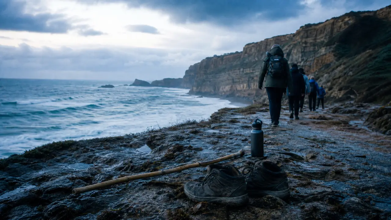 Randonnée Biarritz : chaussures sur sentier littoral près des falaises basques