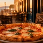 Restaurants italiens Biarritz : pizza margherita en terrasse au bord de mer