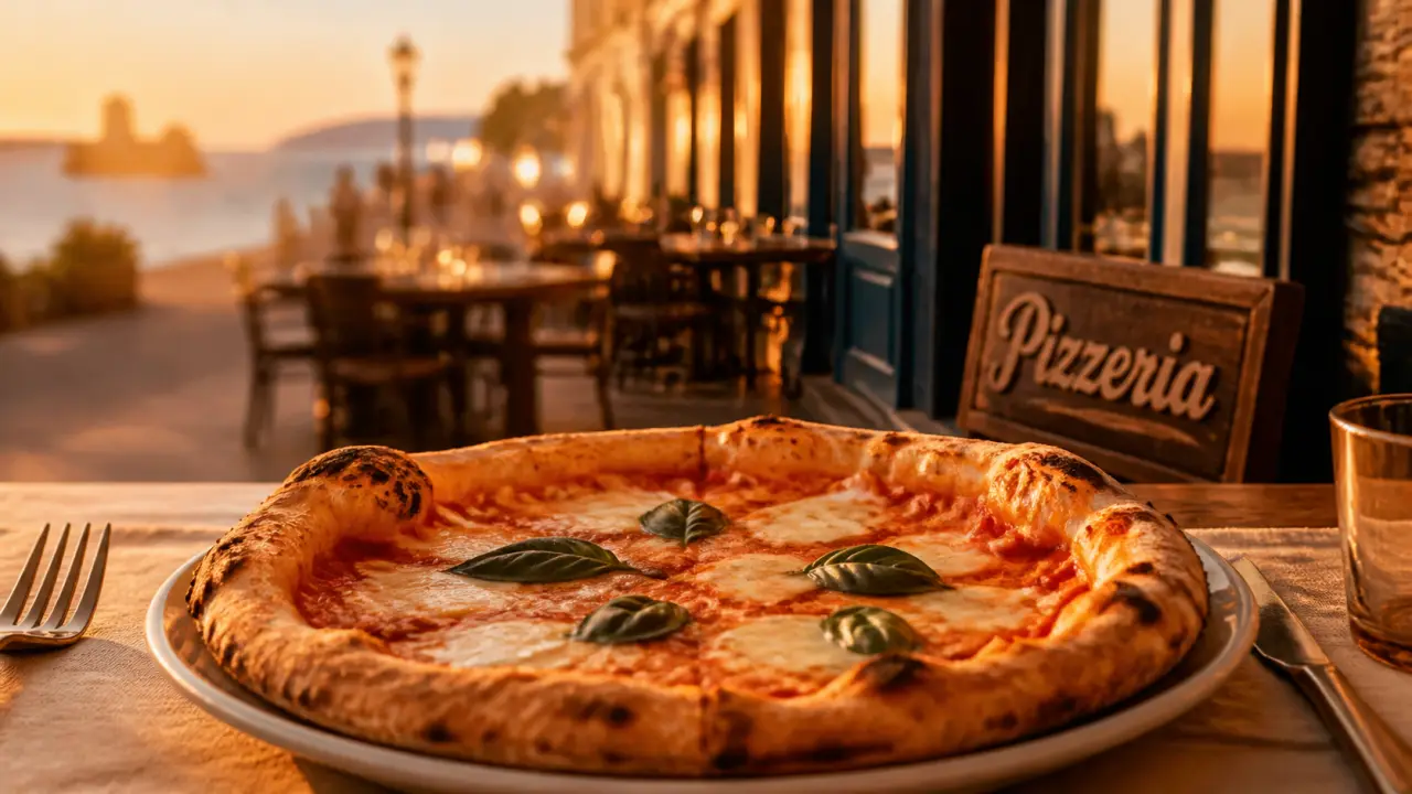 Restaurants italiens Biarritz : pizza margherita en terrasse au bord de mer