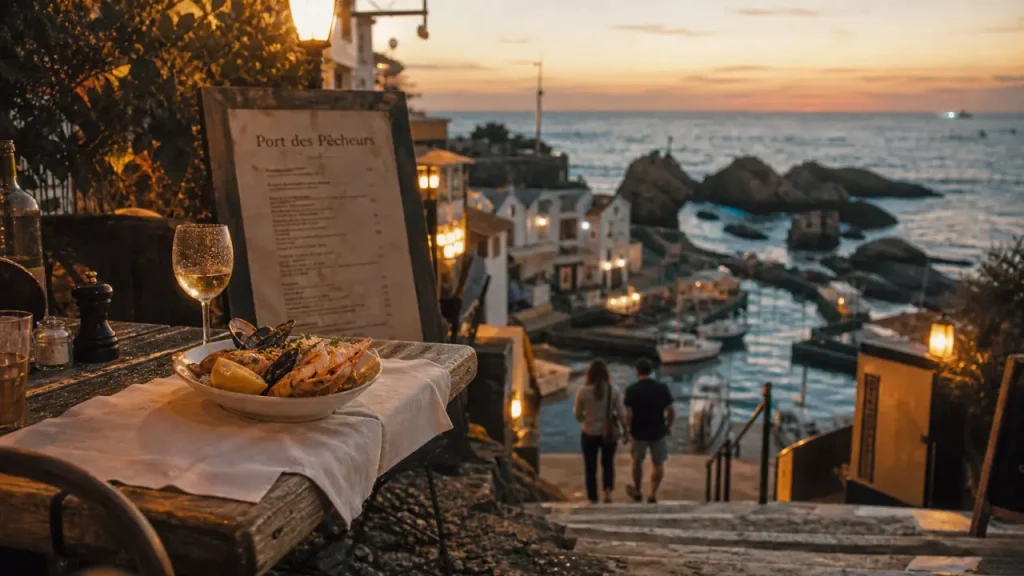 Table en terrasse au Port des Pêcheurs biarritz, restaurants port des pecheurs biarritz, vue sur l’Atlantique