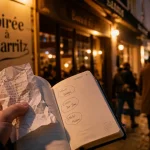 Sortir le soir biarritz : main avec billets et horaires devant un bar