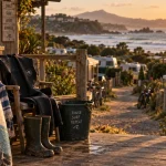 Camping surf pays basque : terrasse, planche et cours