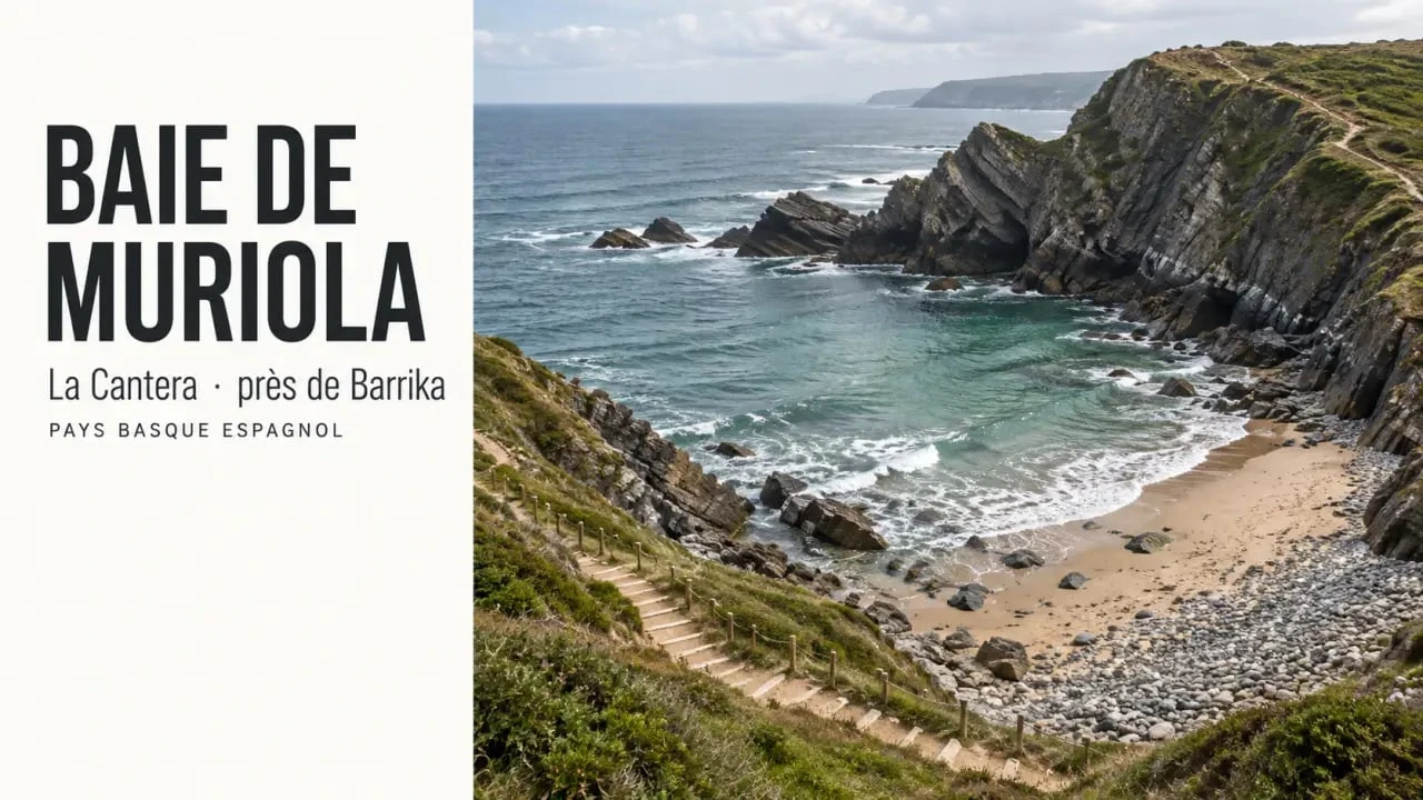 Plage naturiste du Pays basque espagnol à Muriola près de Barrika, entre falaises et galets