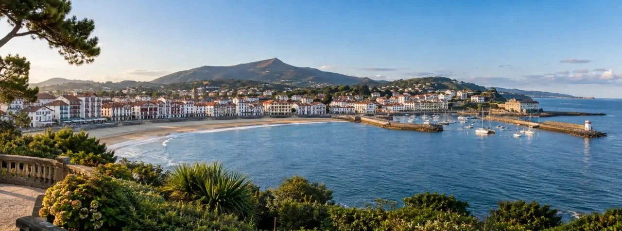 サン ジャンド リュズ vu depuis Santa Barbara sur la baie, le port et la plage