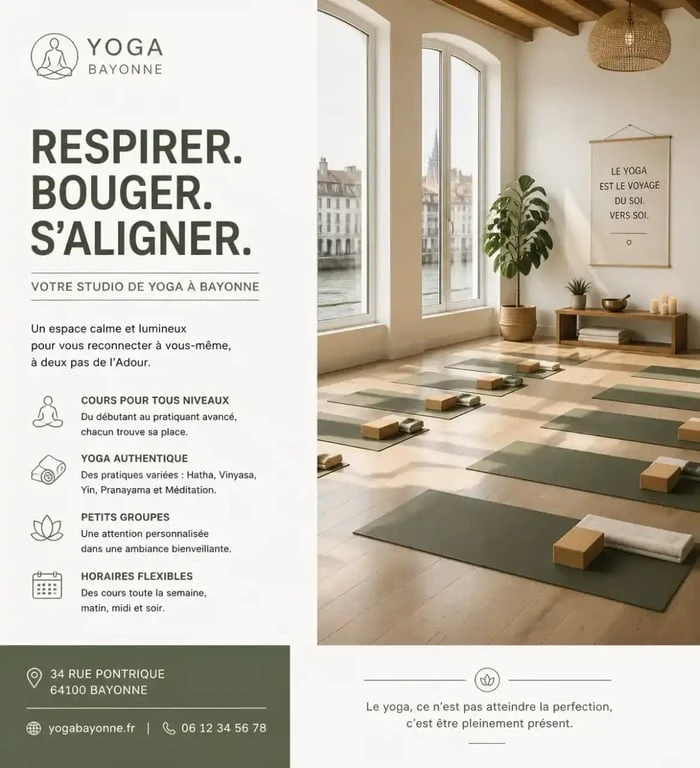 Studio de Yoga Baiona à Bayonne, espace de pratique calme et lumineux