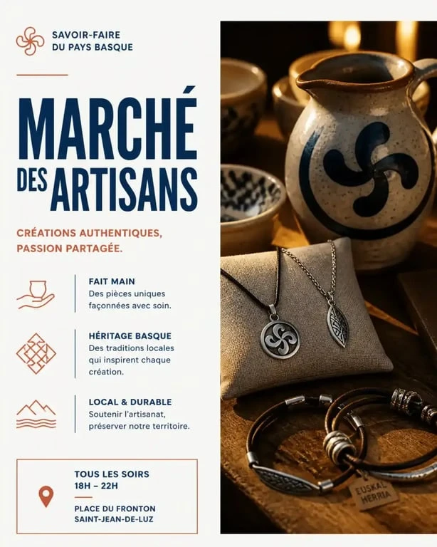 Artisanat local au marché nocturne de Bidart