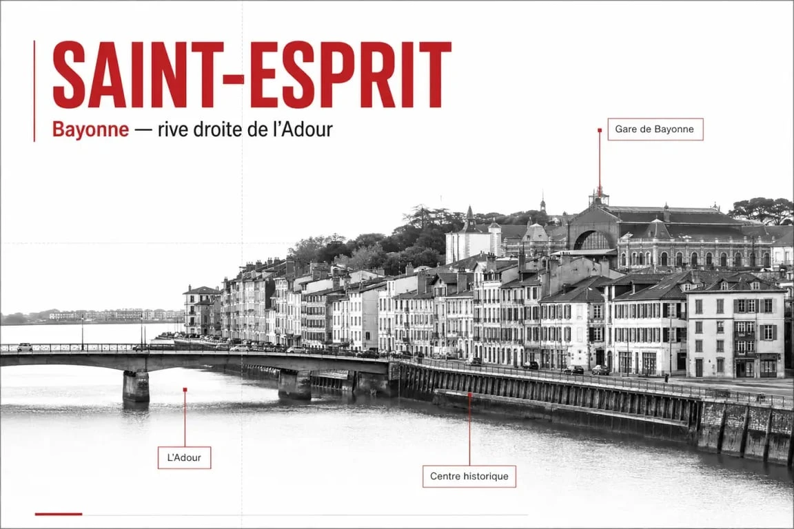 Saint esprit bayonne : vue du quartier Saint-Esprit à Bayonne avec l’Adour et le centre historique en arrière-plan