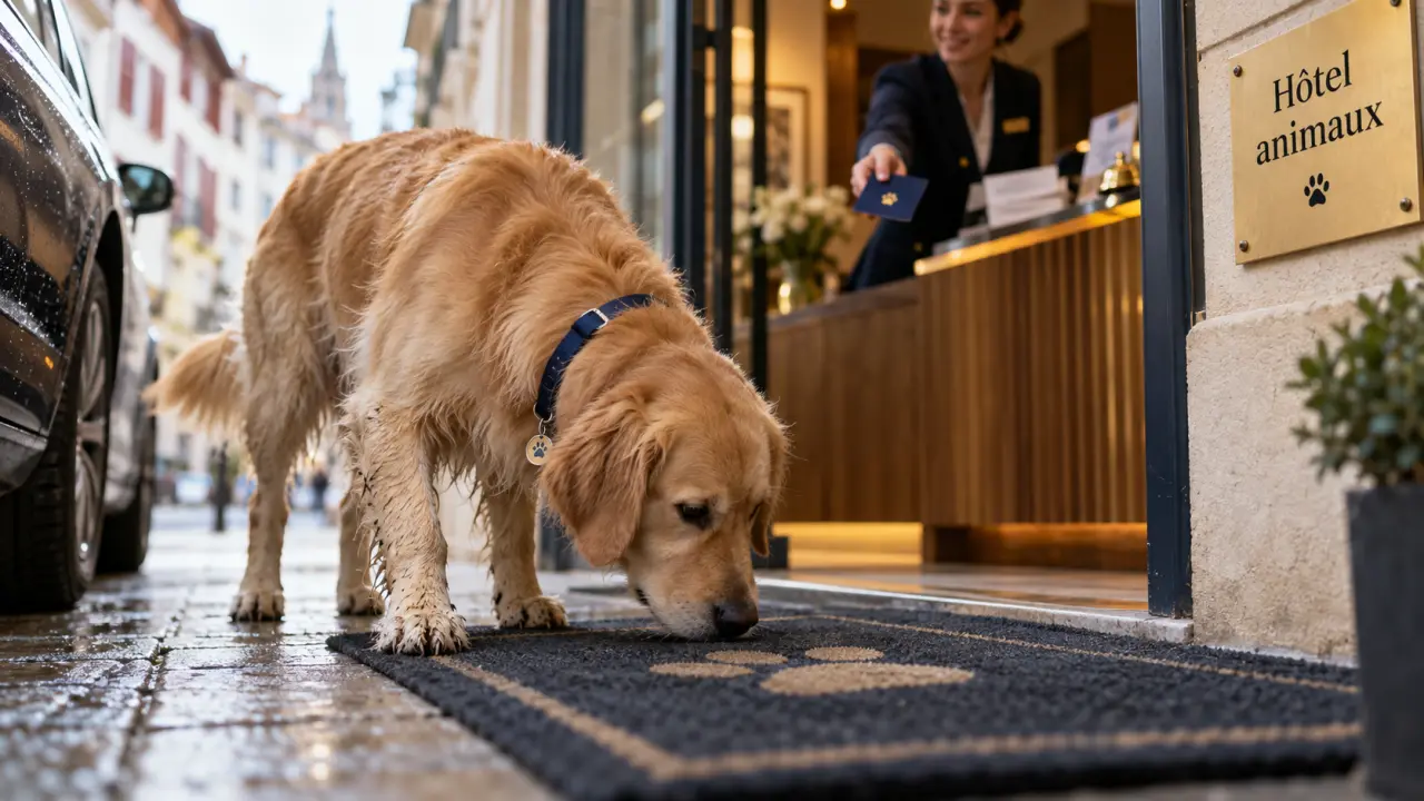 Chien devant un hôtel : hôtels animaux acceptés à pays basque