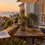 Location saisonnière à Biarritz : terrasse en bois près de la plage
