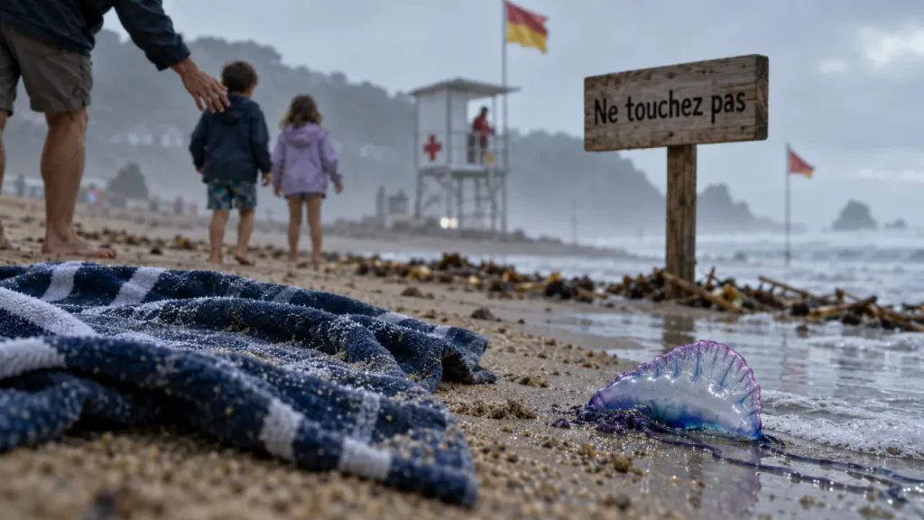 Physalis sur une plage au Pays basque, ne pas toucher