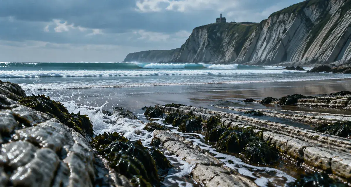 Plage de Itzurun pays basque : flysch et marées à Zumaia