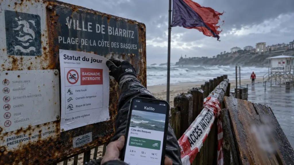 Plage interdite au Pays basque : alerte baignade et panneau municipal
