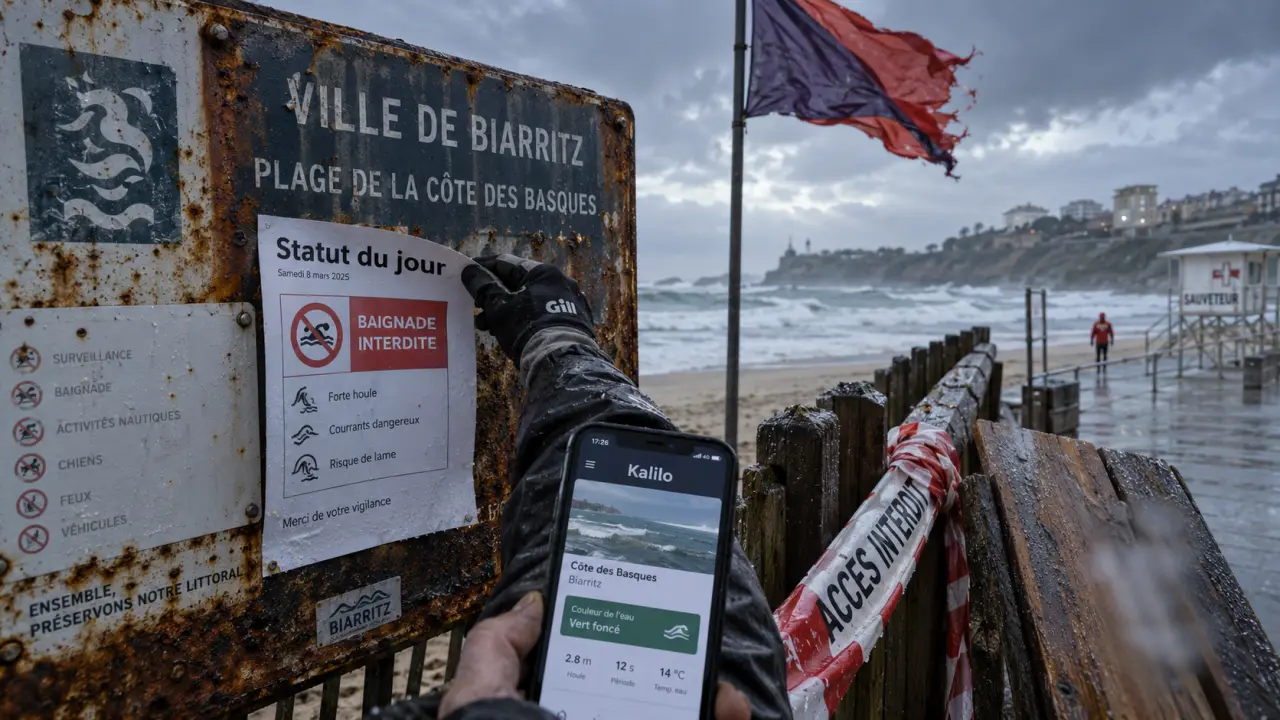 Plage interdite au Pays basque : alerte baignade et panneau municipal