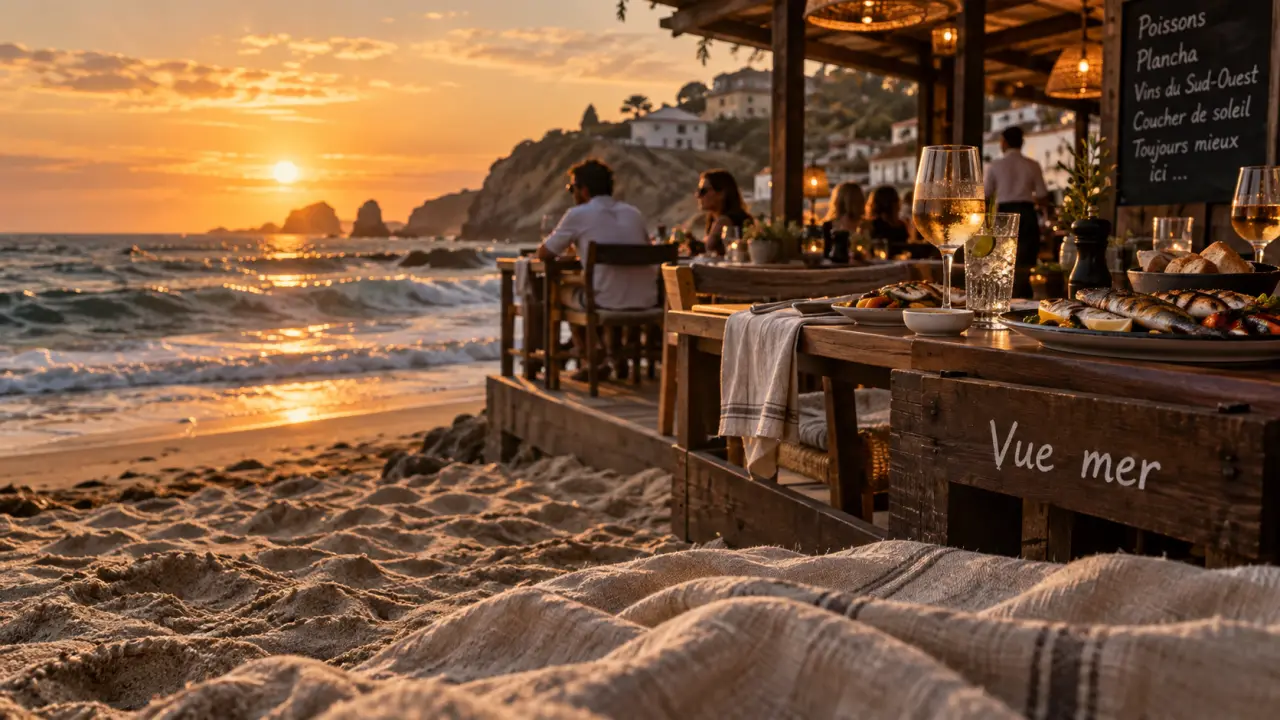 Restaurant plage pays basque avec vue mer sur la côte