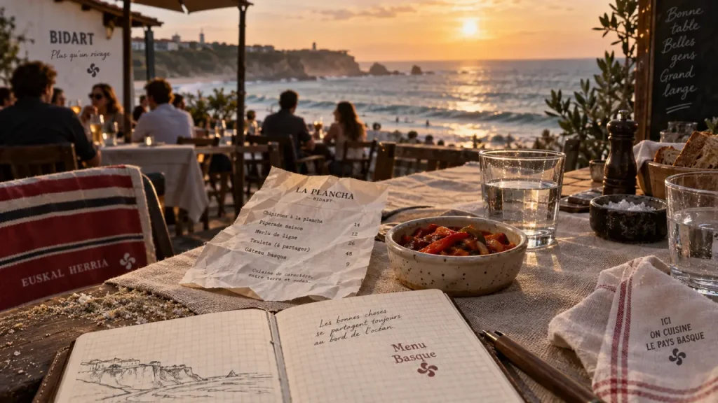 Restaurants a bidart pays basque : terrasse en front de mer, piperade